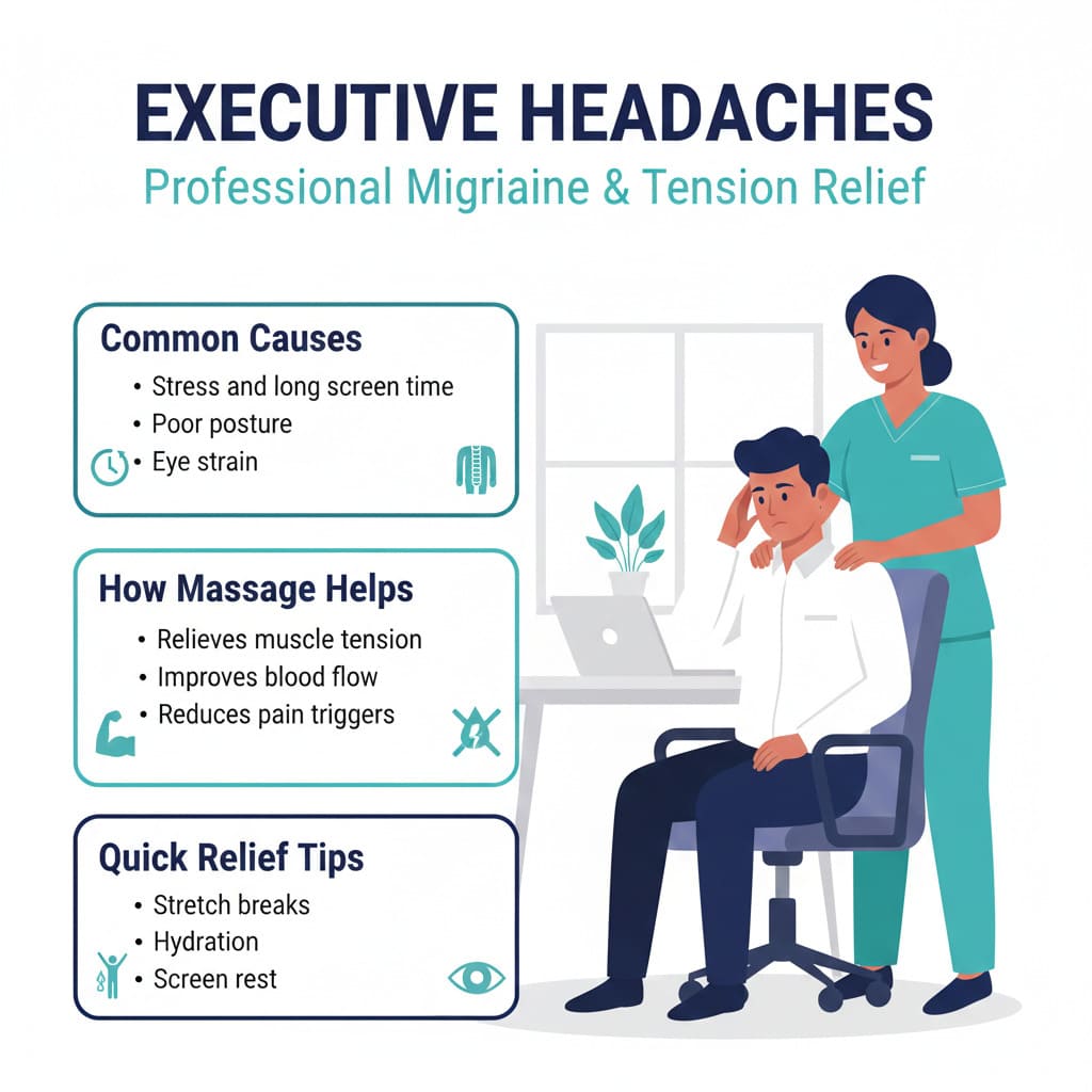 Professional receiving therapeutic massage for headache and neck tension relief