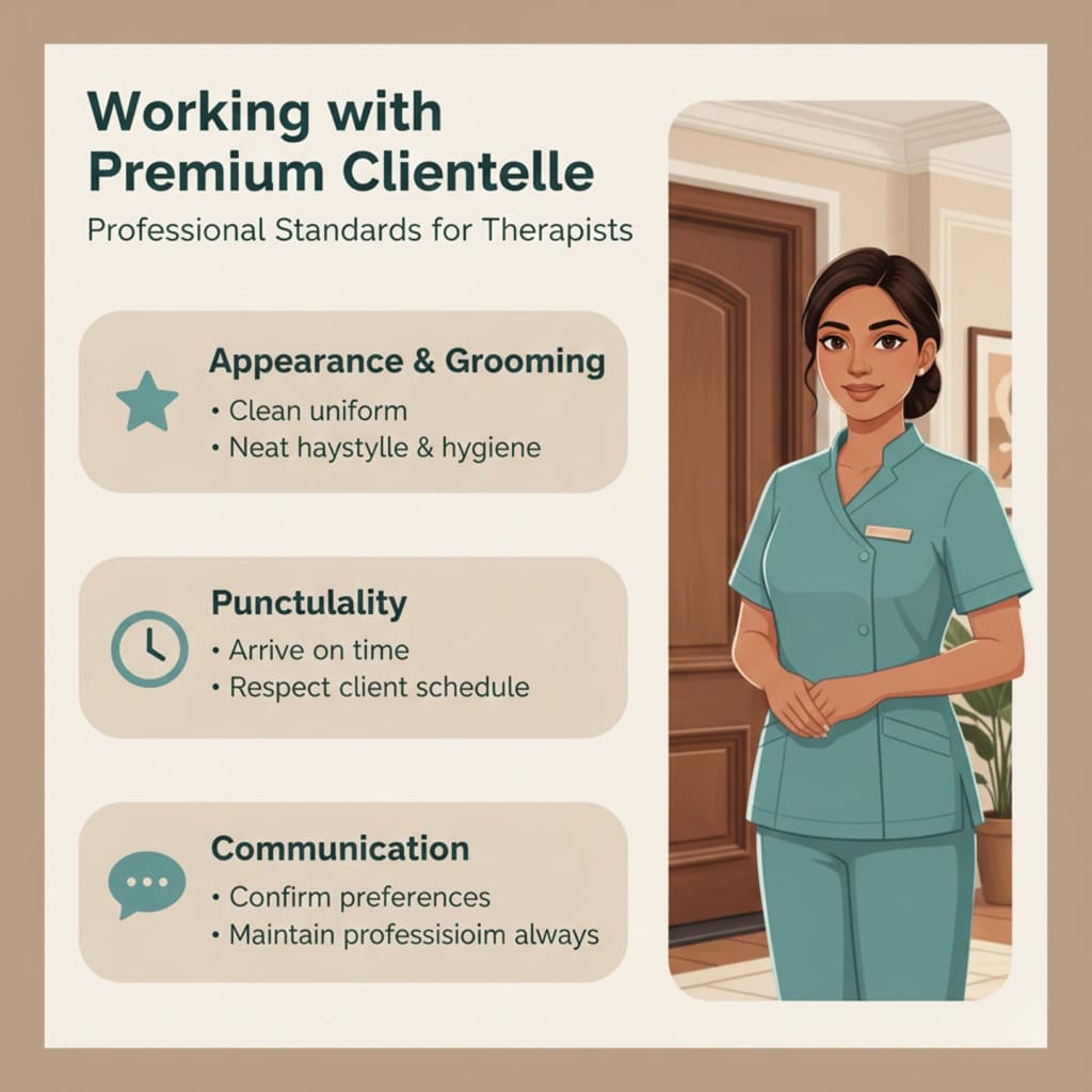 Professional massage therapist demonstrating premium service standards