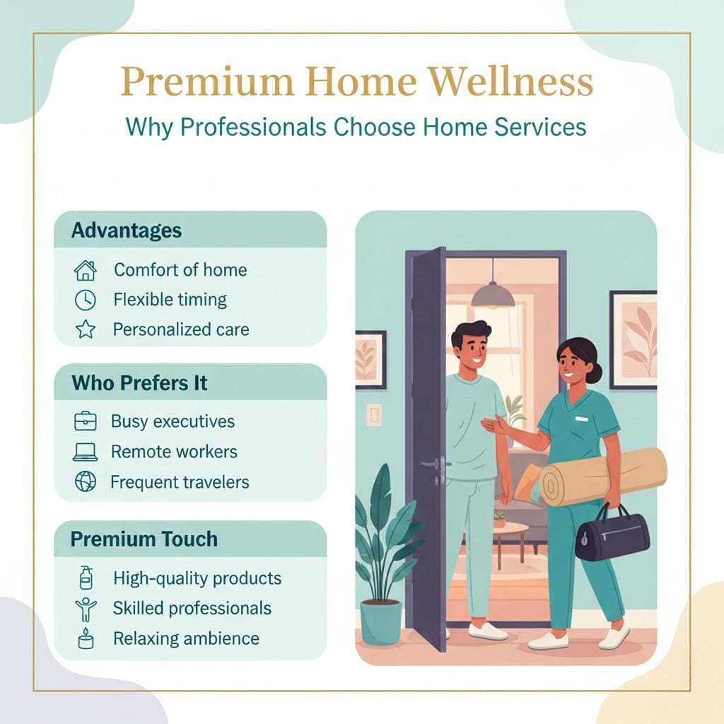 Elegant home setting prepared for professional massage service with premium amenities