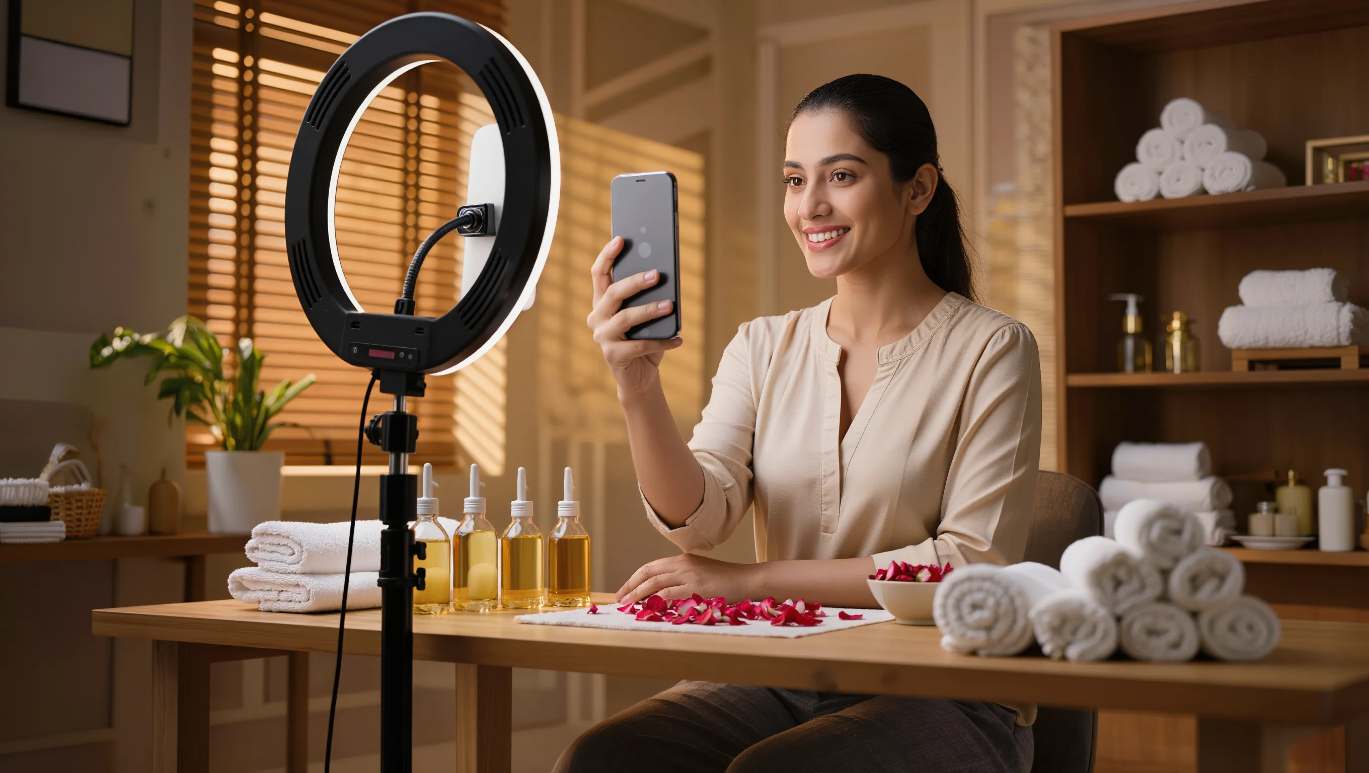 Therapist creating social media content